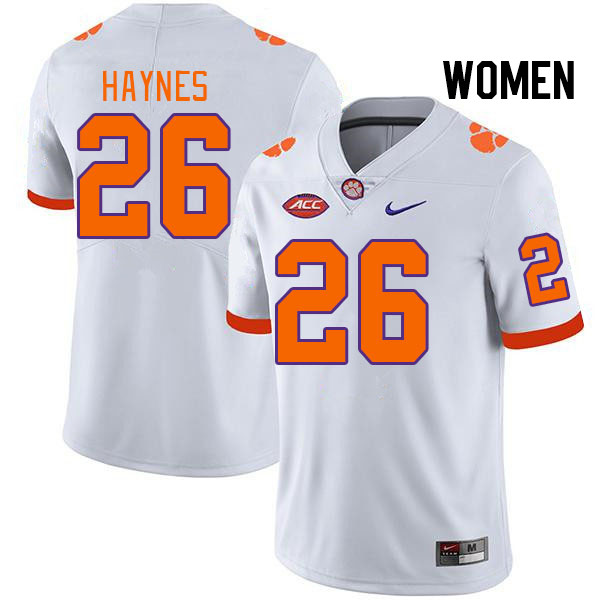 Women #26 Jay Haynes Clemson Tigers College Football Jerseys Stitched Sale-White - Click Image to Close